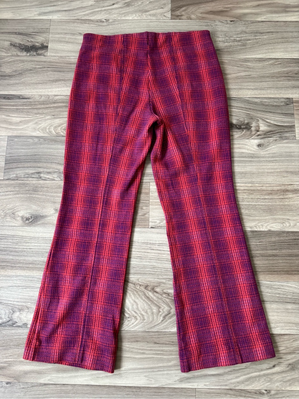 Maeve by Anthropologie Margot Kick-Flare Pants in Red and Purple Plaid Sz Small - Picture 9 of 10